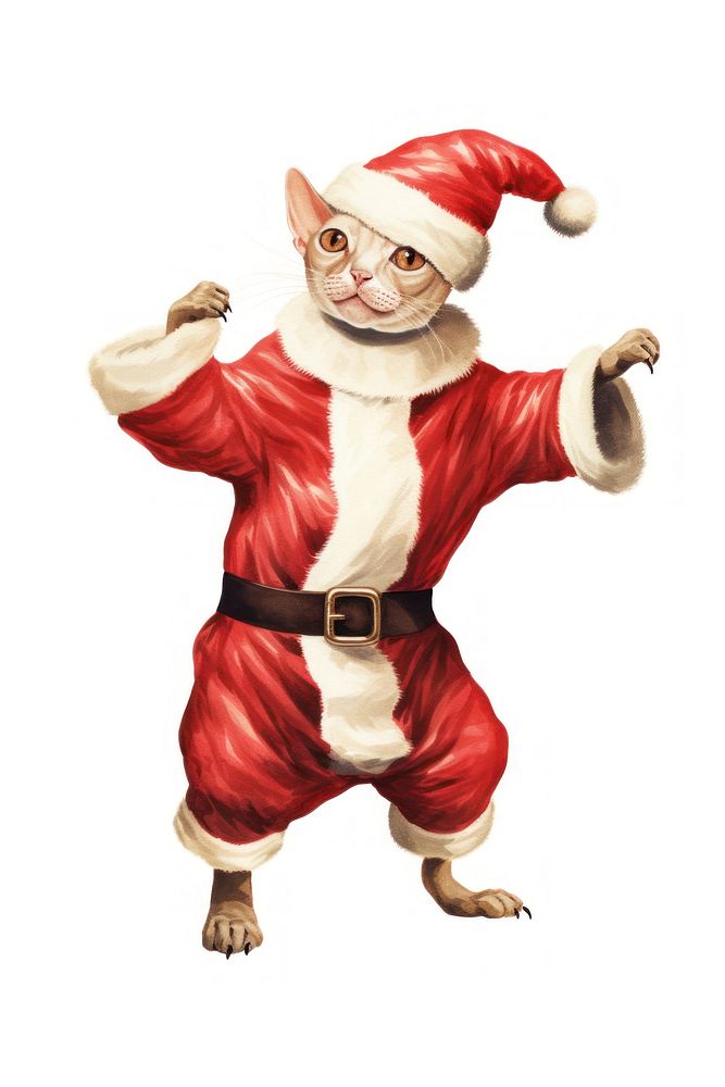 Chubby Sphinx cat dancing costume christmas figurine. AI generated Image by rawpixel.