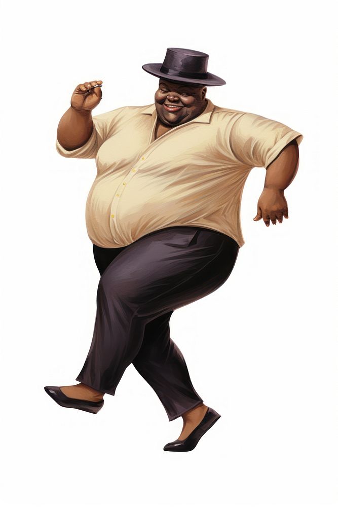 Chubby blackman dancing portrait adult white background. AI generated Image by rawpixel.