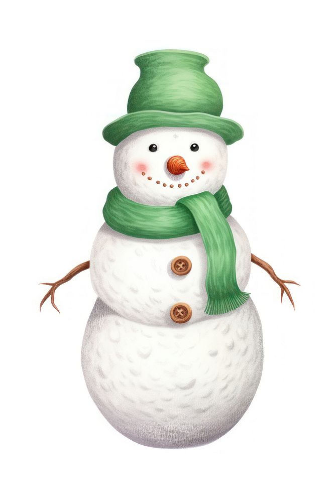 Chubby snowman drawing winter white. AI generated Image by rawpixel.