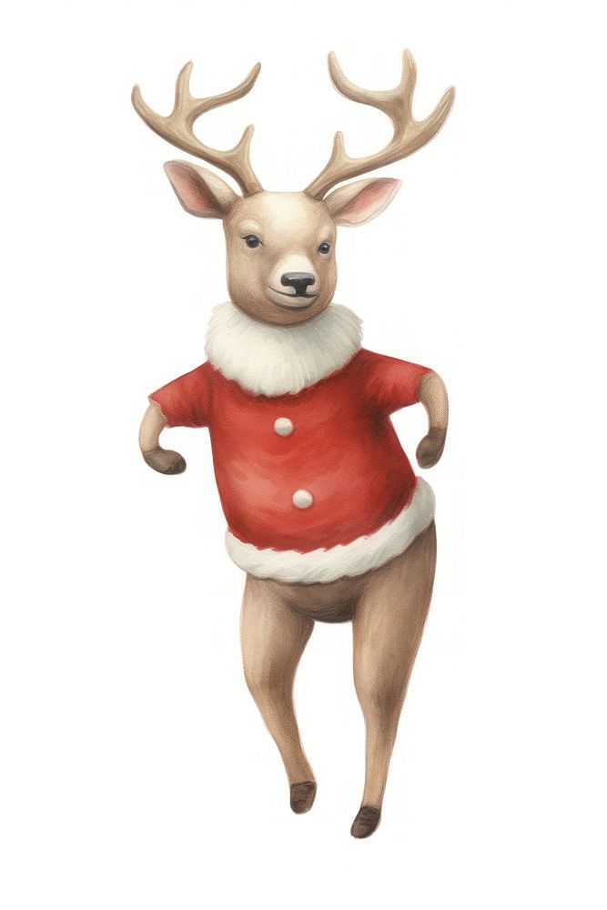 Chubby deer dancing christmas figurine mammal. AI generated Image by rawpixel.