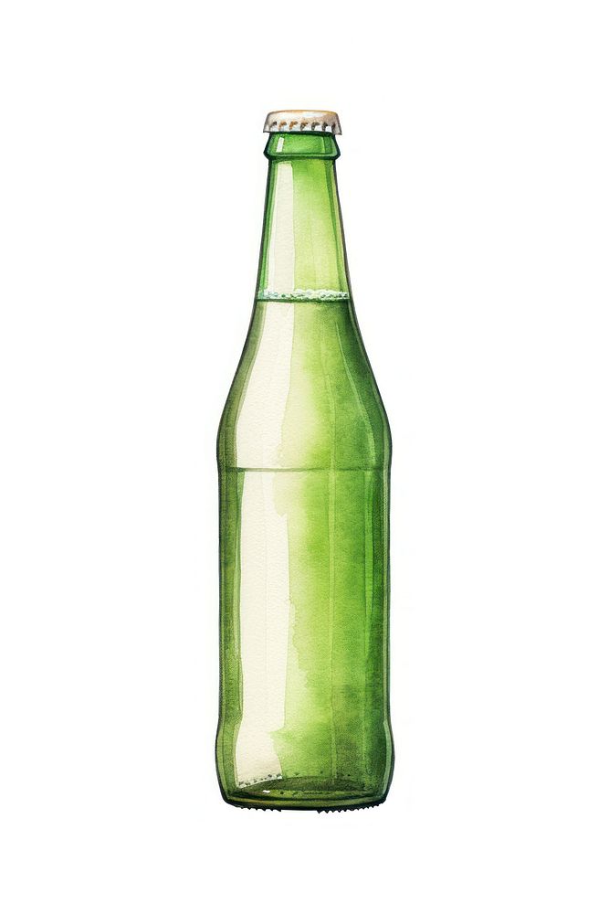 Beer bottle drink white background refreshment. AI generated Image by rawpixel.