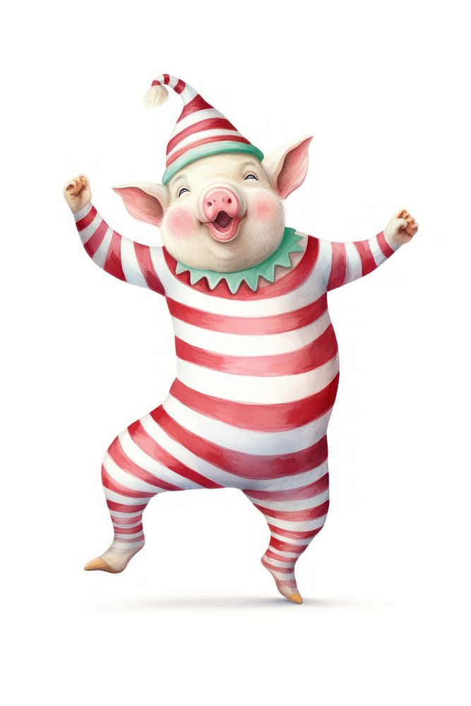 Chubby pig dancing costume mammal red. AI generated Image by rawpixel.
