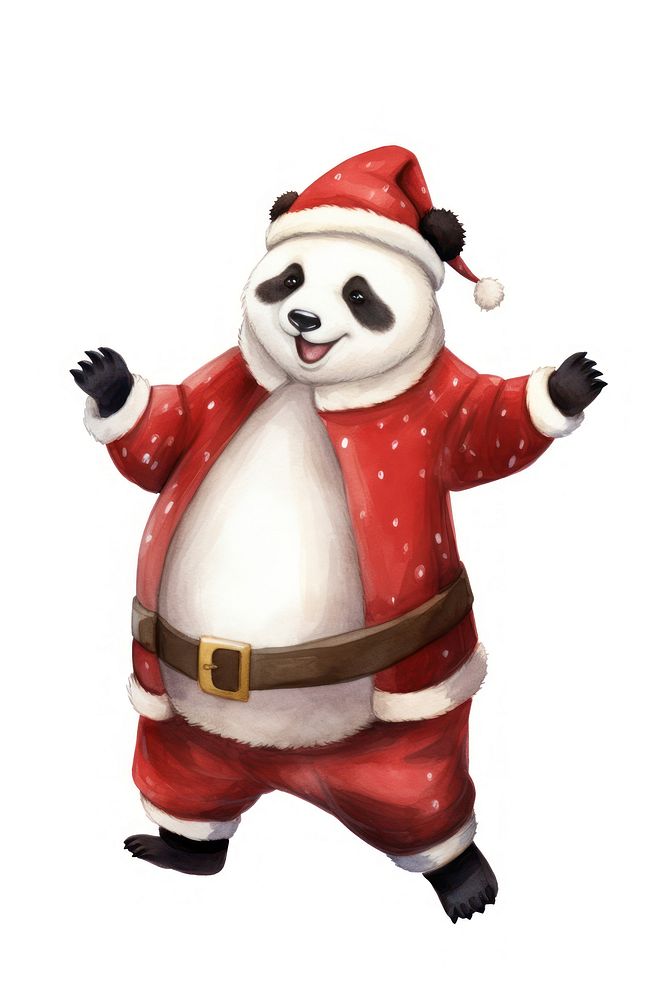 Chubby panda dancing christmas snowman costume. AI generated Image by rawpixel.