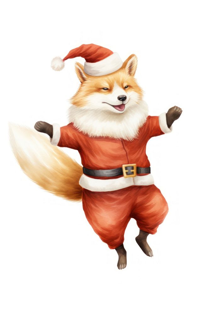 Chubby fox dancing pet christmas mammal. AI generated Image by rawpixel.
