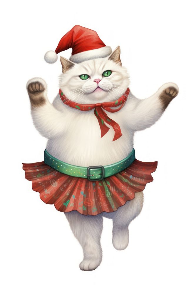 Chubby Ragdoll cat dancing pet christmas figurine. AI generated Image by rawpixel.