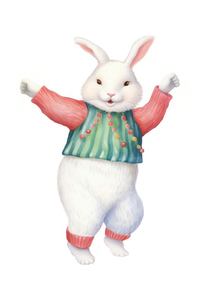 Chubby rabbit dancing figurine mammal animal. AI generated Image by rawpixel.