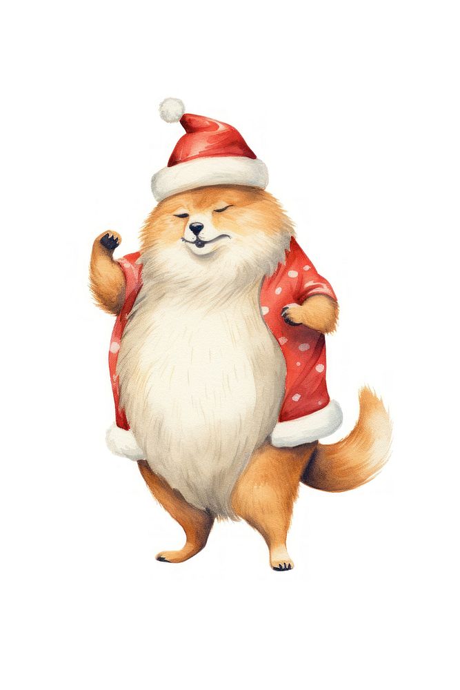 Chubby fox dancing pet christmas figurine. AI generated Image by rawpixel.