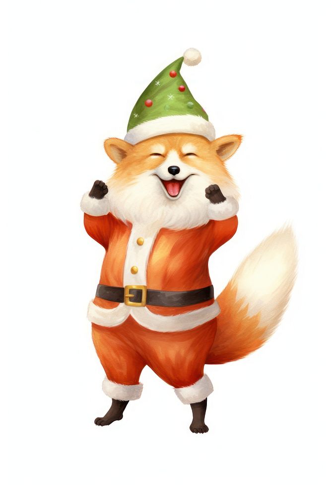 Chubby fox dancing white background representation standing. AI generated Image by rawpixel.