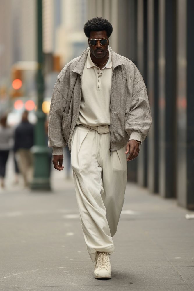 Young American African man walking footwear standing. AI generated Image by rawpixel.