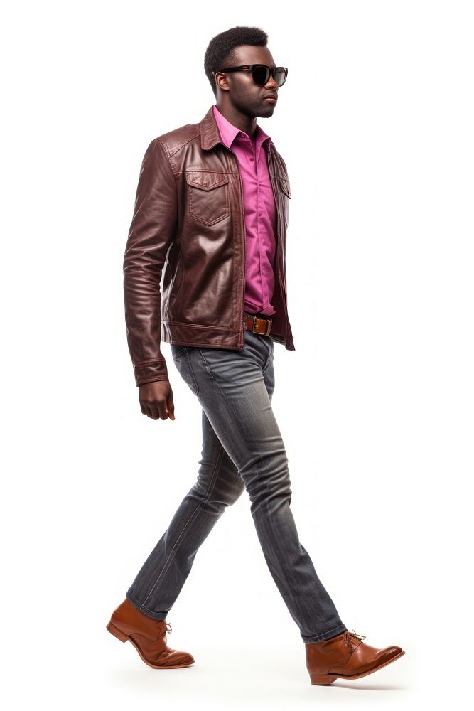 Young American African man fashion walking jacket. AI generated Image by rawpixel.