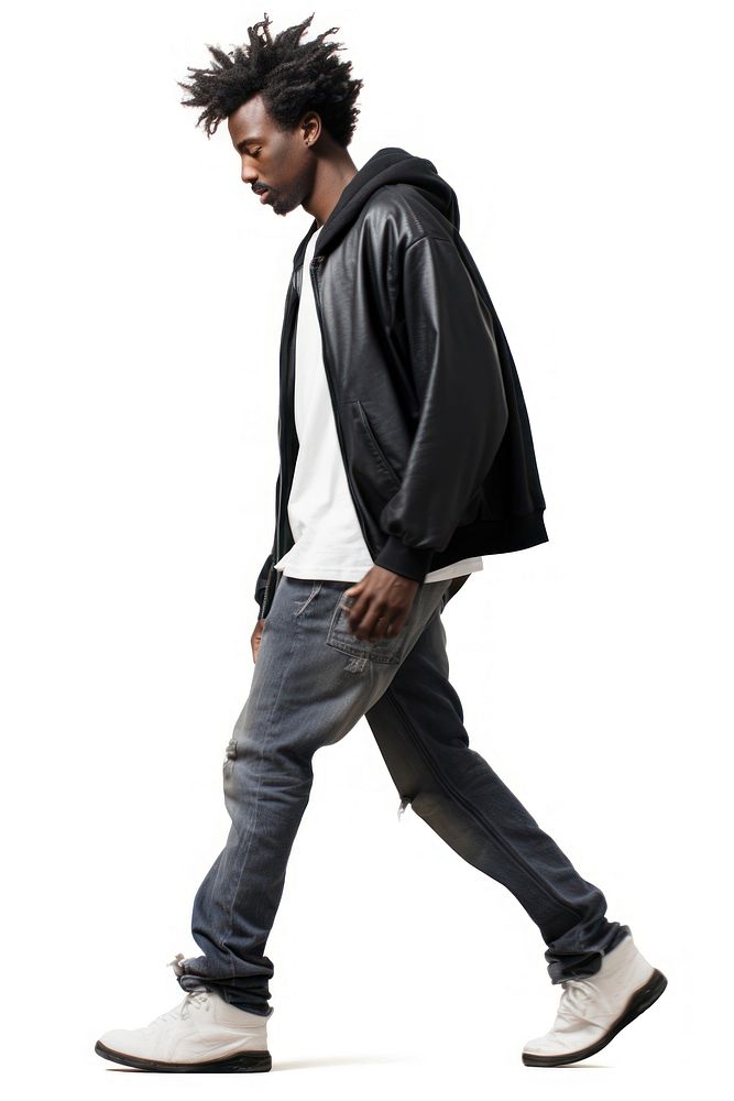 Young American African man walking footwear fashion. AI generated Image by rawpixel.