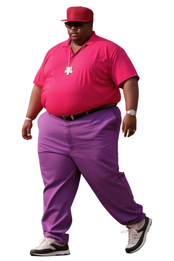 Young American African chubby man standing purple people. AI generated Image by rawpixel.