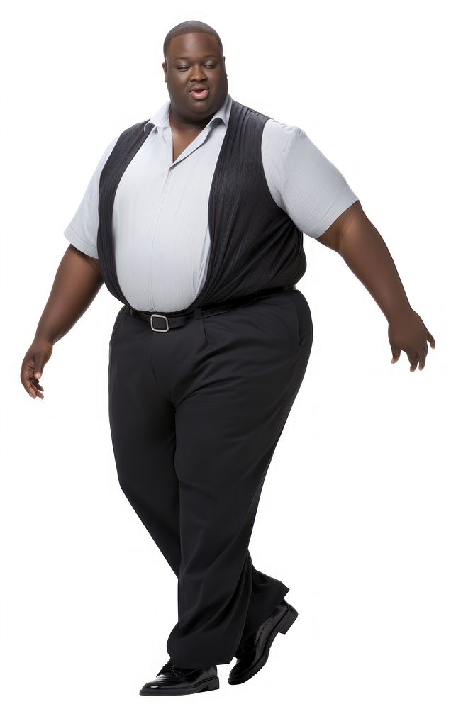Young American African chubby man adult black white background. AI generated Image by rawpixel.