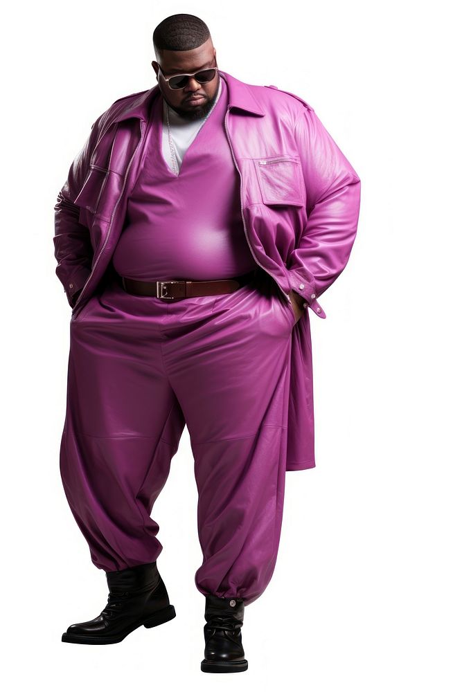 Young American African chubby man fashion purple adult. AI generated Image by rawpixel.