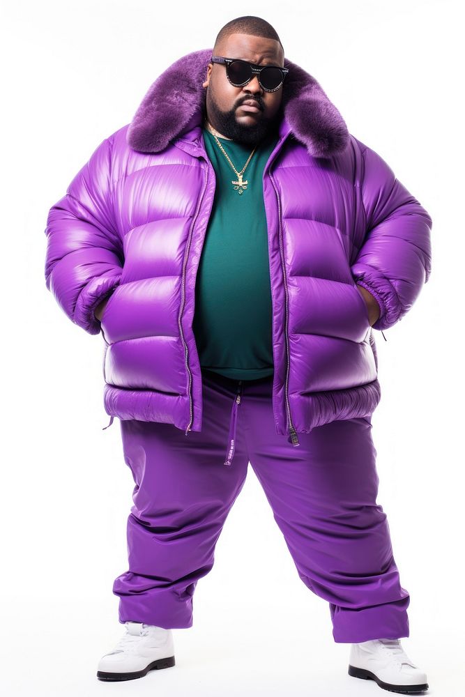 Young American African chubby man sweatshirt fashion purple. AI generated Image by rawpixel.