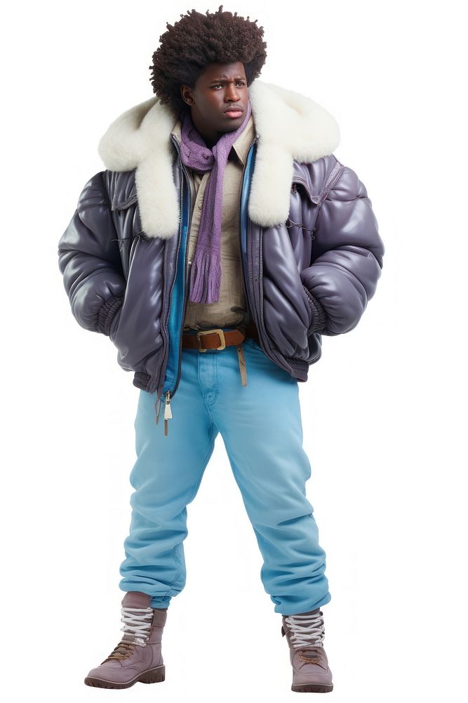 Young American African chubby man jacket adult coat. AI generated Image by rawpixel.