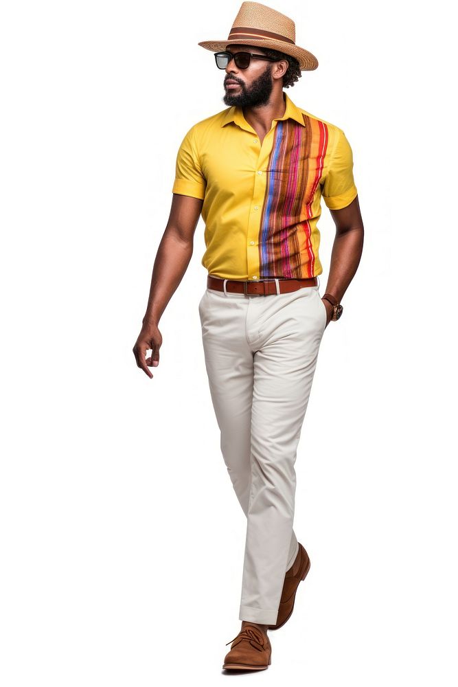 Young American African man walking fashion shirt. AI generated Image by rawpixel.