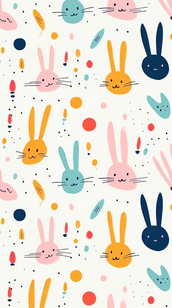 Rabbit jumping pattern paper cute. AI generated Image by rawpixel.