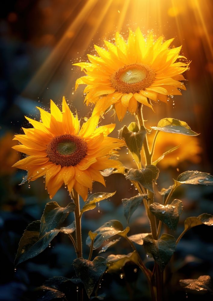 Sunflower sunlight outdoors blossom. AI generated Image by rawpixel.