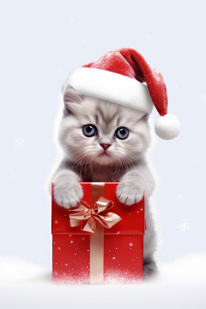 Cat holding gift box christmas mammal animal. AI generated Image by rawpixel.