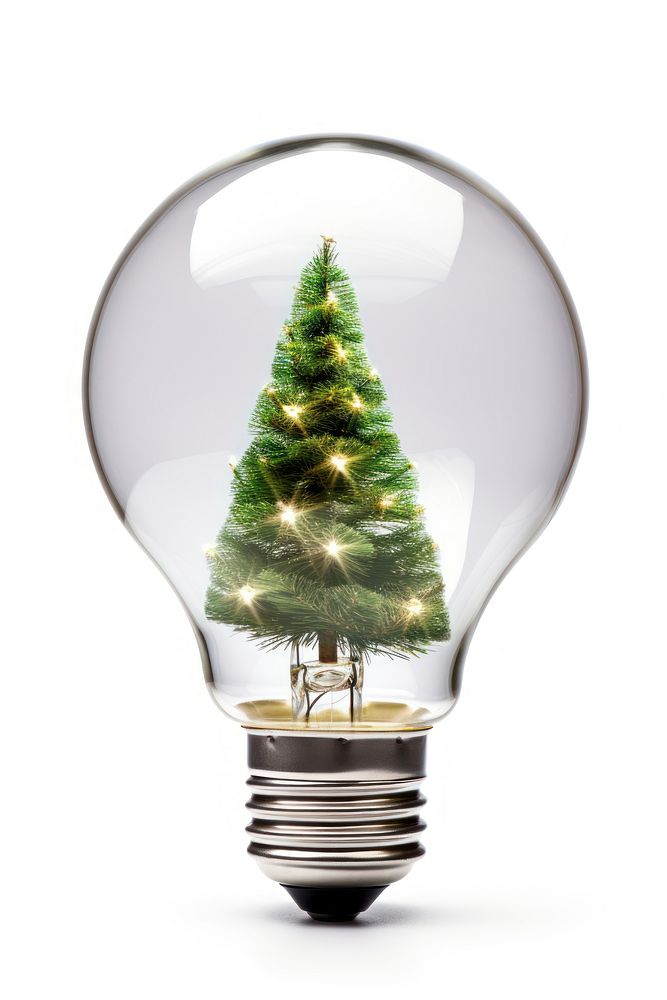 Christmas lightbulb tree white background. AI generated Image by rawpixel.