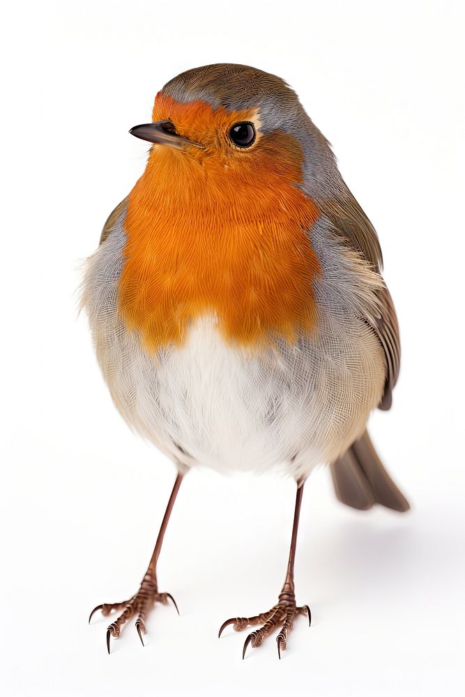Red robin animal bird white background. AI generated Image by rawpixel.