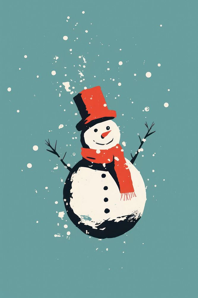 Snowman winter art representation. AI generated Image by rawpixel.