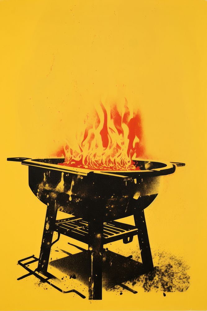 BBQ bonfire yellow bbq. AI generated Image by rawpixel.