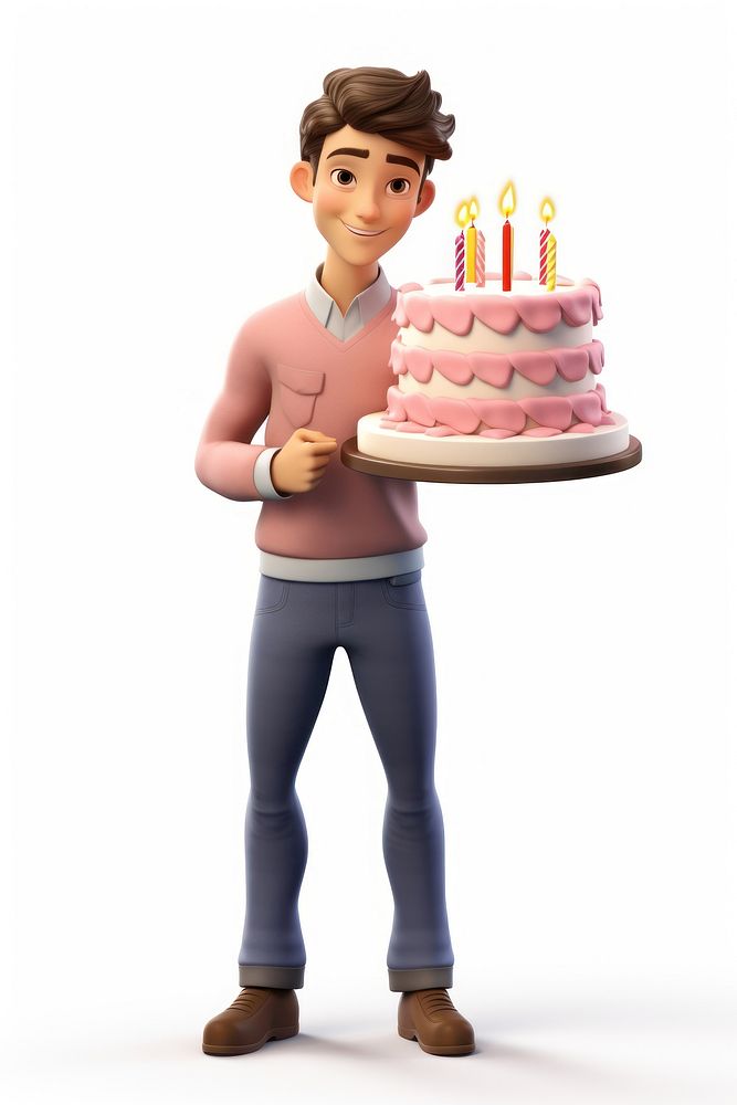 A man holding birthday cake dessert food white background. AI generated Image by rawpixel.