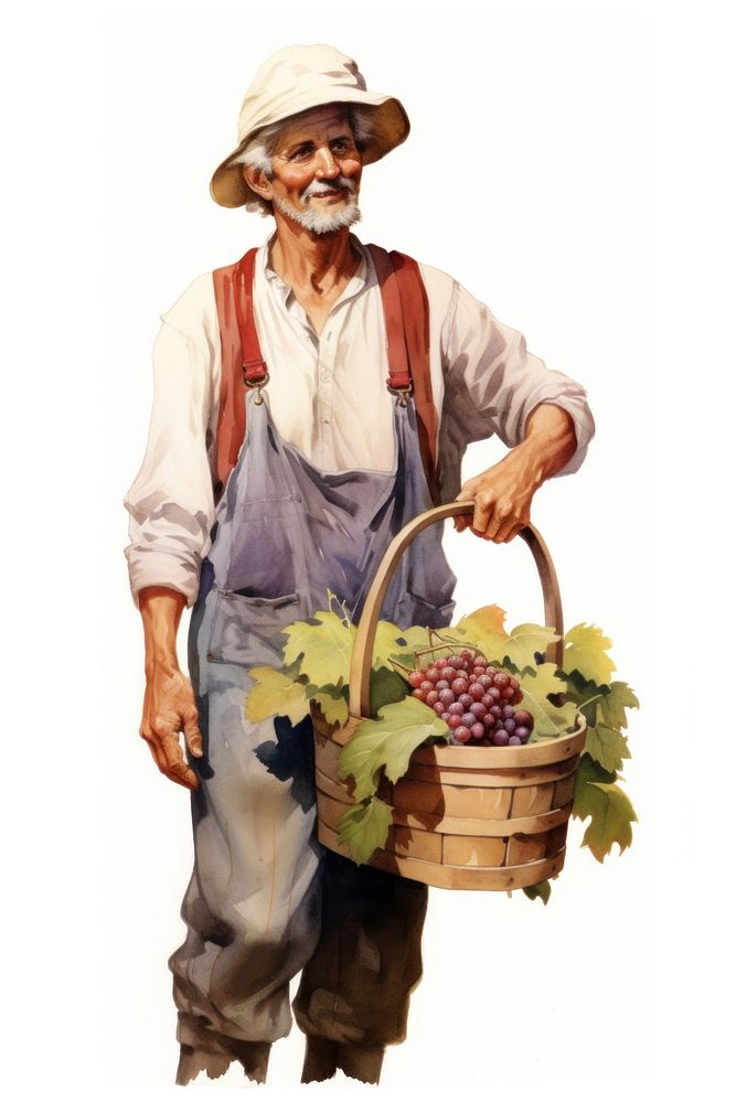 Farm basket farmer grapes. AI generated Image by rawpixel.