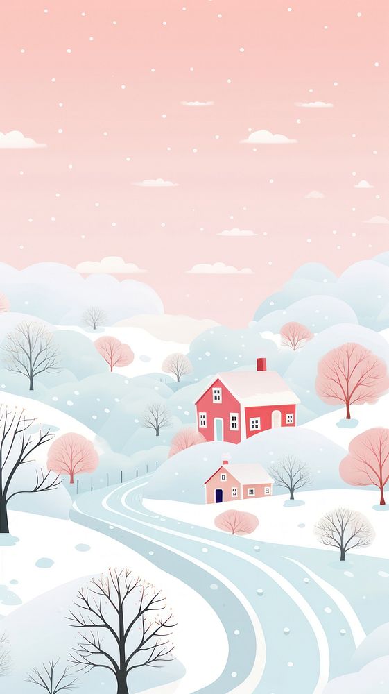 Snow architecture illustrated building. AI generated Image by rawpixel.