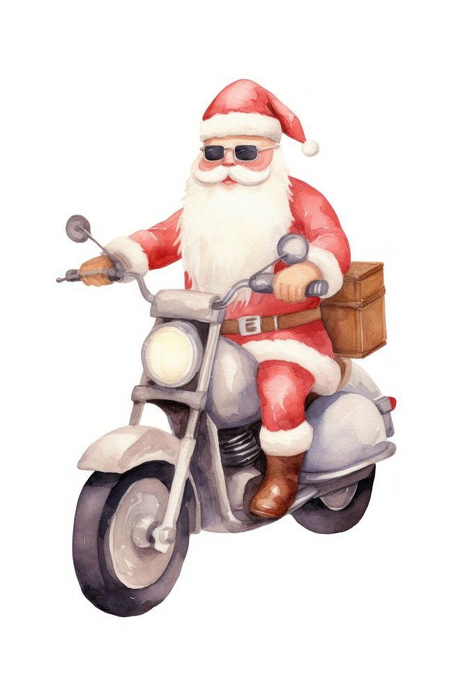 Santa claus wearing sunglasses motorcycle vehicle riding. AI generated Image by rawpixel.