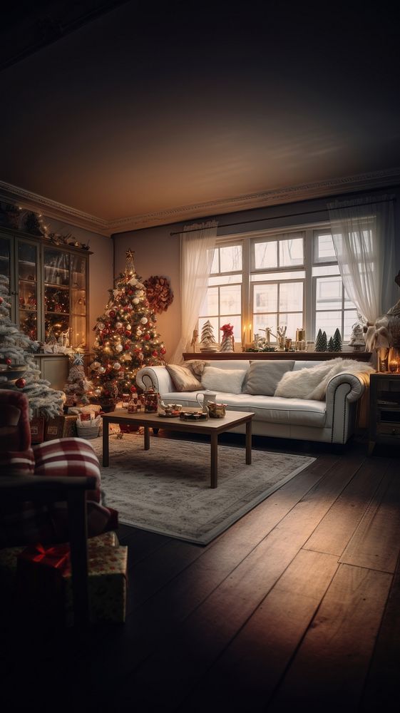 Christmas celebration room architecture furniture. AI generated Image by rawpixel.