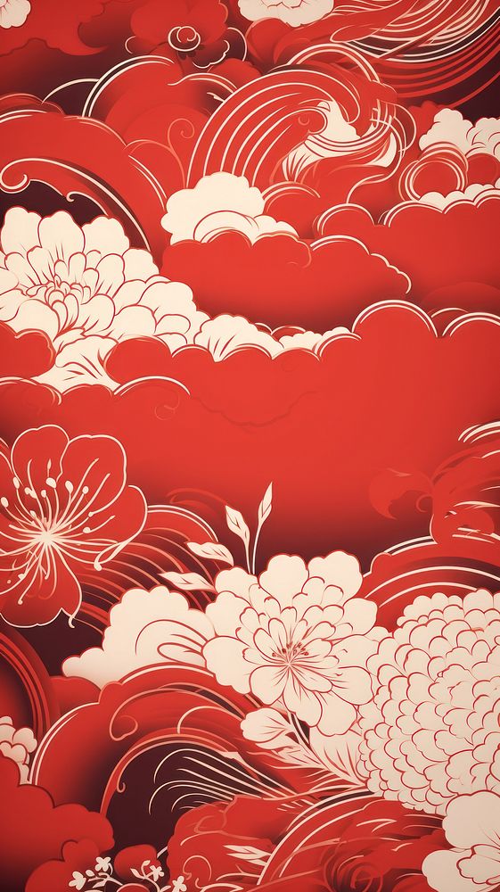 Chinese pattern backgrounds wallpaper red. AI generated Image by rawpixel.