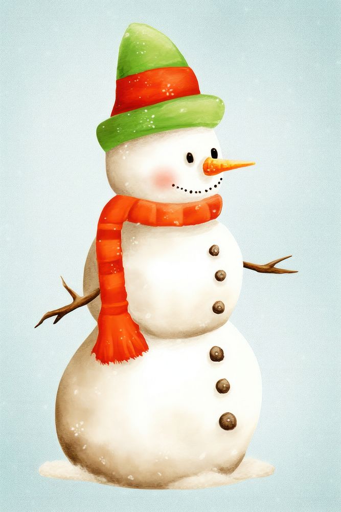 Snowman drawing winter anthropomorphic. AI generated Image by rawpixel.