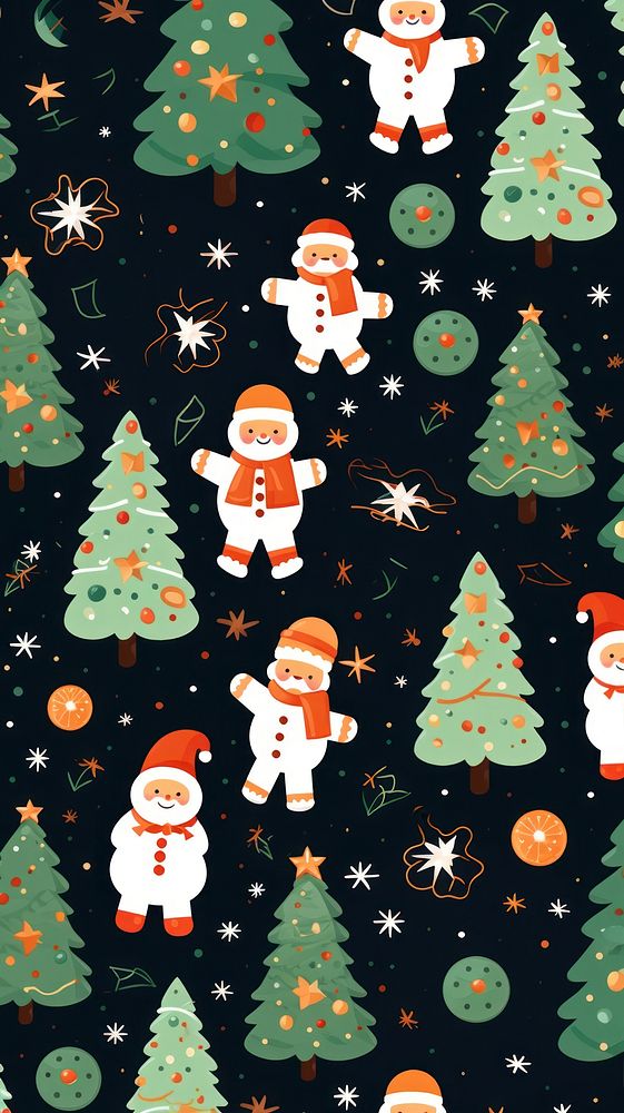 Christmas snow snowman pattern. 