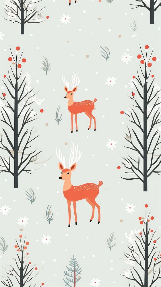 Reindeer pattern animal mammal. AI generated Image by rawpixel.