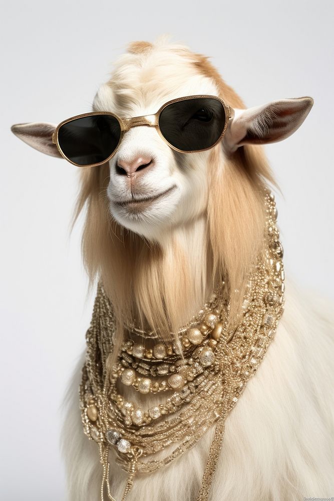Goat sunglasses livestock necklace. AI generated Image by rawpixel.