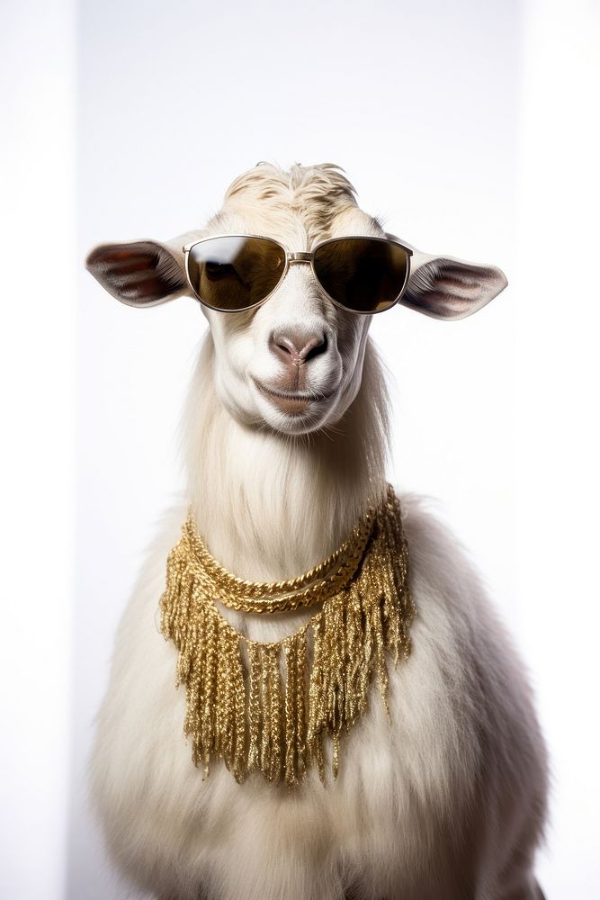 Goat necklace sunglasses livestock. AI generated Image by rawpixel.