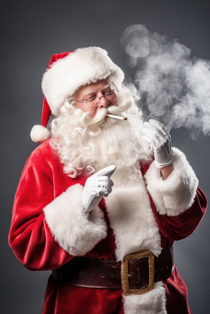 Santa claus smoking a cigar christmas costume white. AI generated Image by rawpixel.