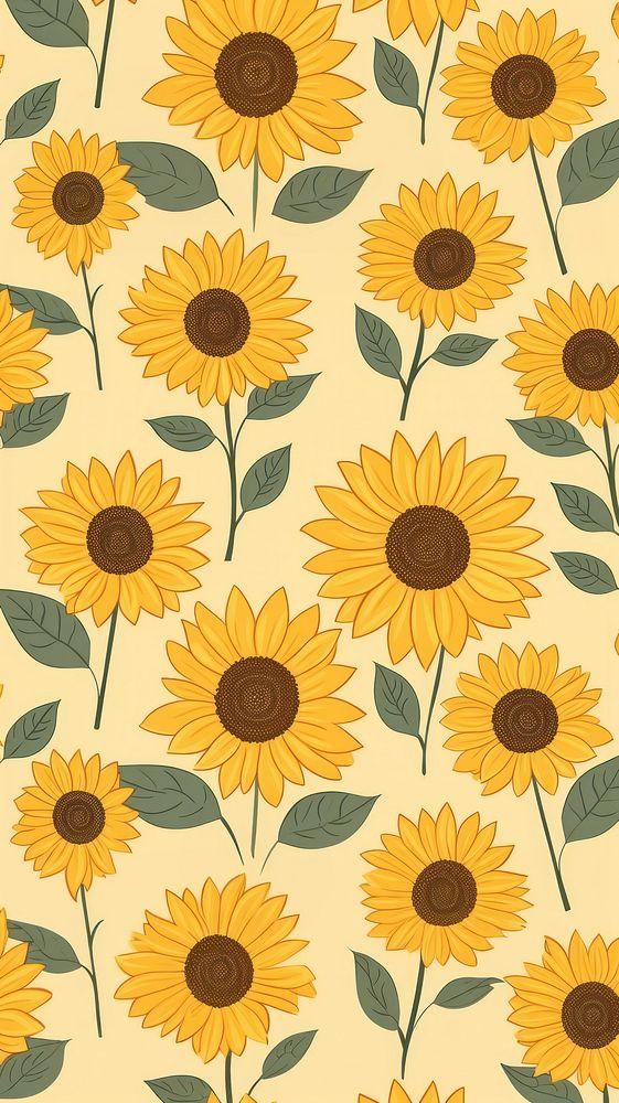 Sunflower pattern backgrounds plant. AI generated Image by rawpixel.