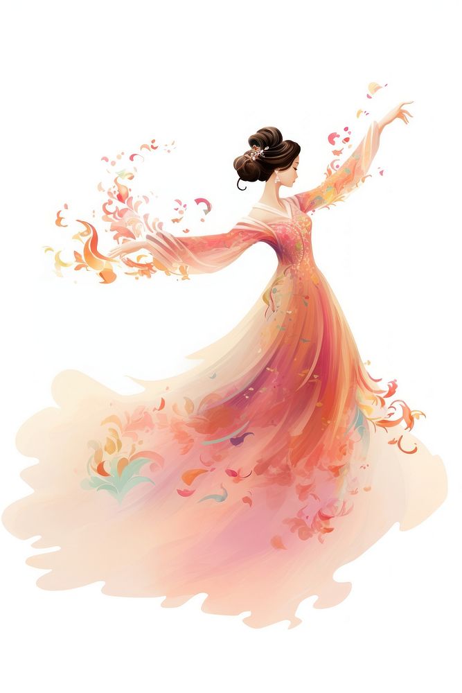 PNG Traditional chinese woman dancing fashion dress. AI generated Image by rawpixel.