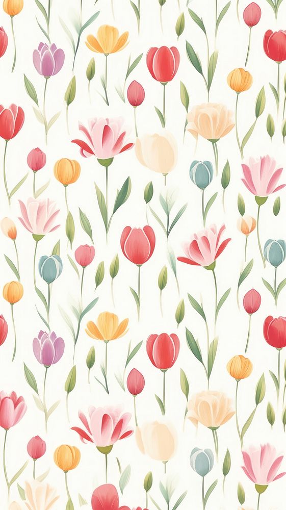 Tulip pattern backgrounds wallpaper. AI generated Image by rawpixel.