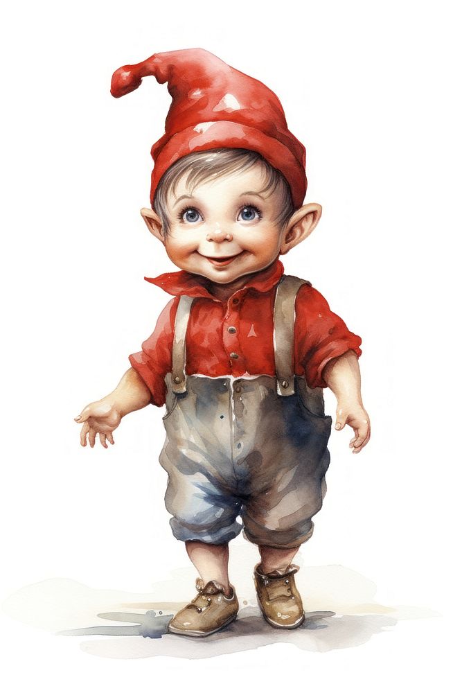 PNG Elf dwarf wearing red hat portrait baby face. AI generated Image by rawpixel.