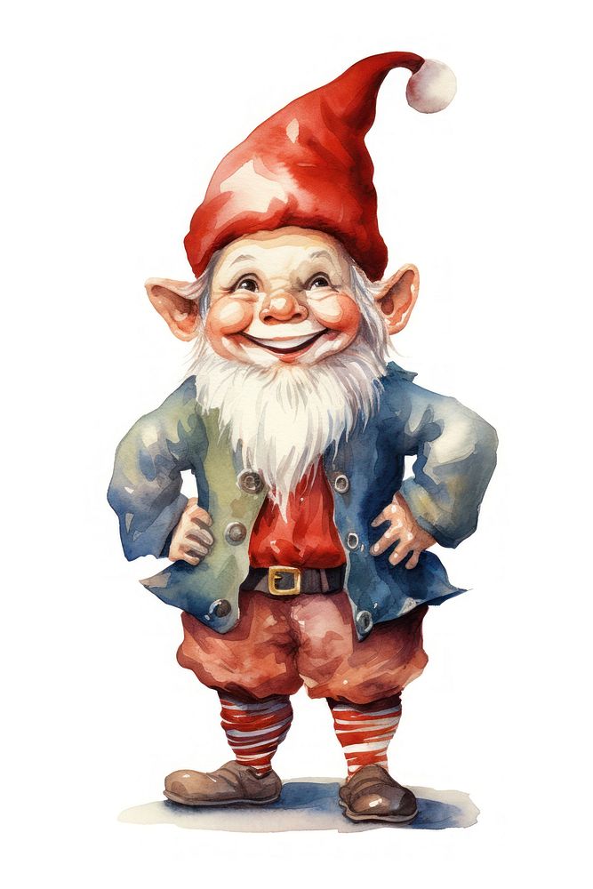 Elf dwarf wearing red hat white background representation celebration. AI generated Image by rawpixel.