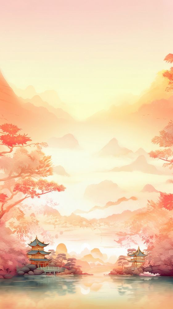 Chinese pond backgrounds landscape outdoors. AI generated Image by rawpixel.