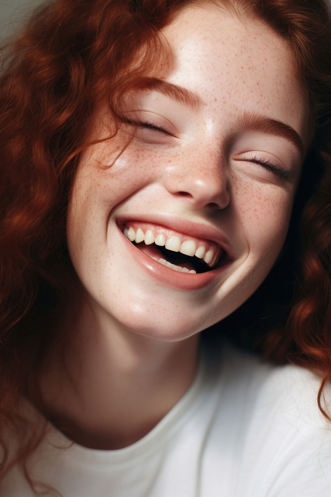 Natural face laughing freckle adult. AI generated Image by rawpixel.
