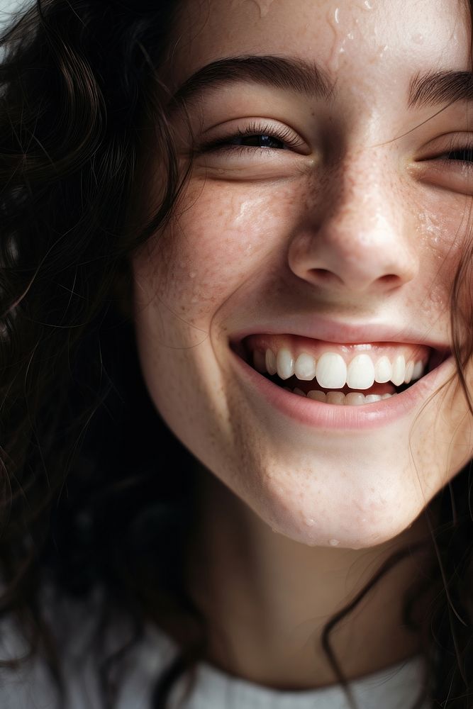 Natural face laughing adult smile. AI generated Image by rawpixel.