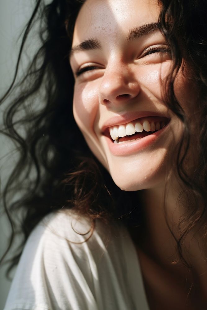 Natural face laughing adult smile. AI generated Image by rawpixel.