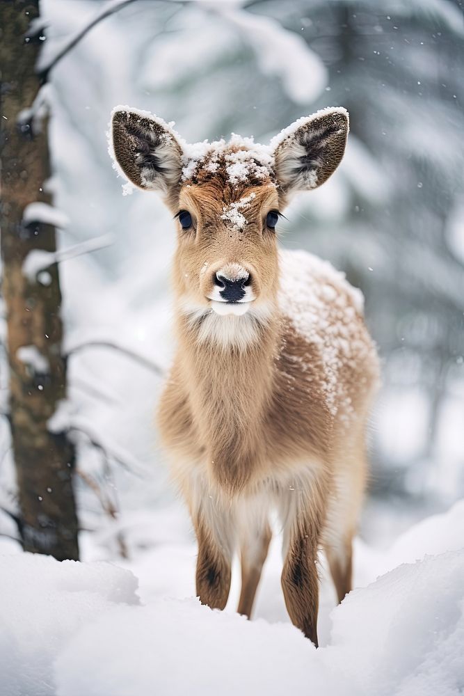 Reindeer wildlife standing animal. AI generated Image by rawpixel.